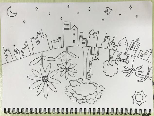 黑夜与白天简笔画