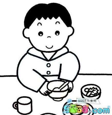 儿童宝宝strong吃饭简笔画strong图片