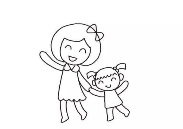 妈妈拉娃娃手的简笔画简笔画图片大全普车都
