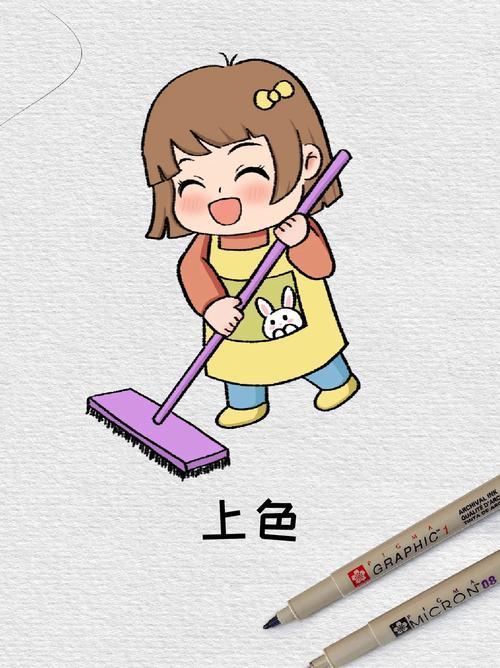 已经将卧室打扫干净了还画了一幅劳动简笔画我这里就分享