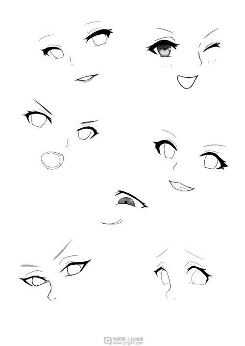 日系厚涂眼睛和鼻子的结构