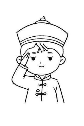 小男生敬礼简笔画