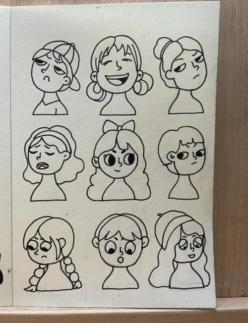 黑白简笔画人物表情步骤详解