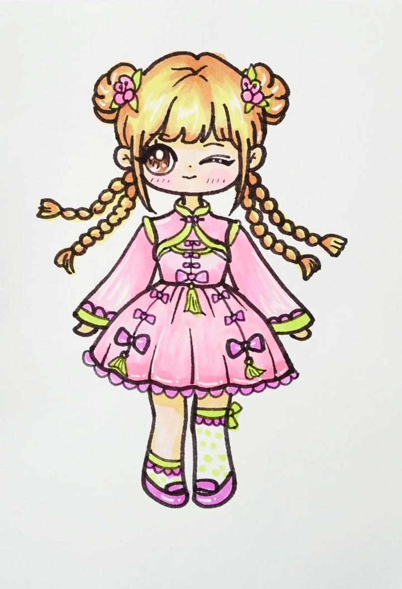 可爱小辫子女孩简笔画教程俏皮可爱小辫子女孩怎么画绘画抖音