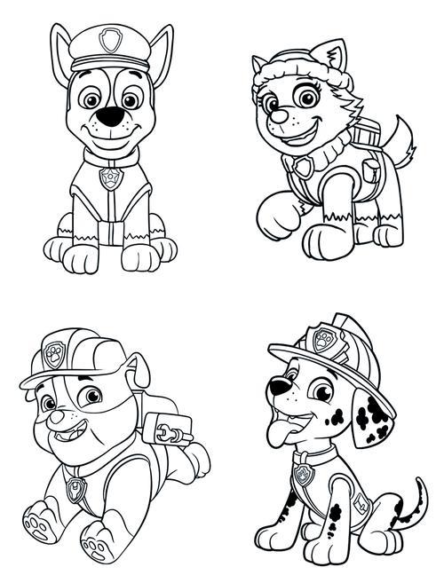 汪汪队手绘线稿上色素材