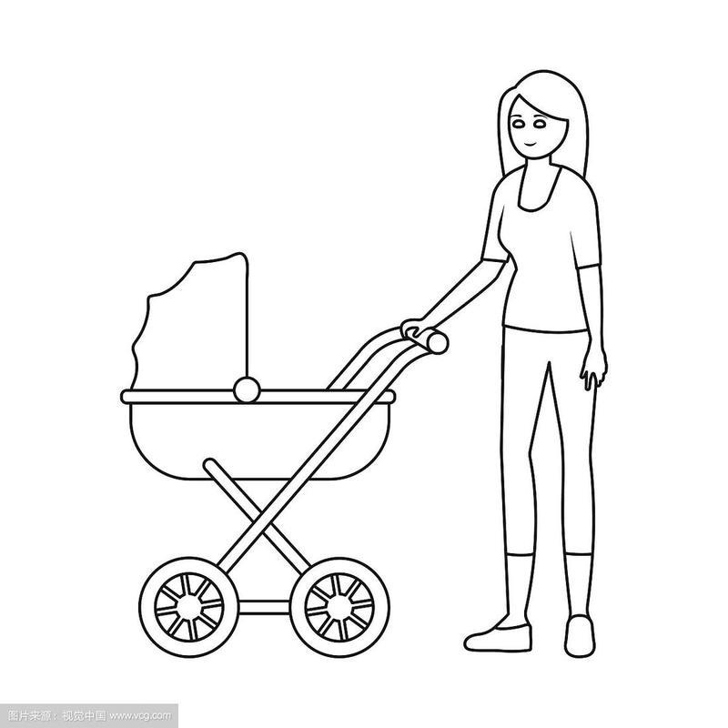 设计母亲和婴儿车符号