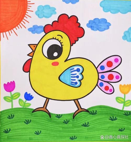 简笔画小鸡45岁工具8k绘画纸勾线笔24色马克笔