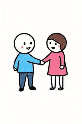 两个人握手简笔画