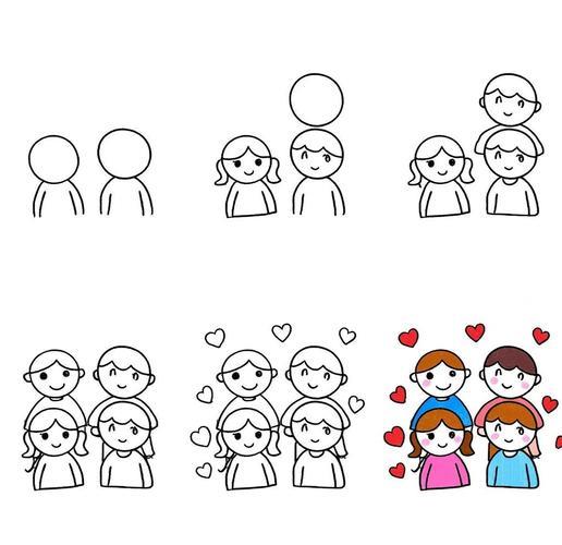 一家四口简笔画