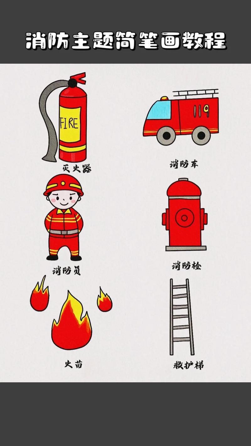 消防主题简笔画教程
