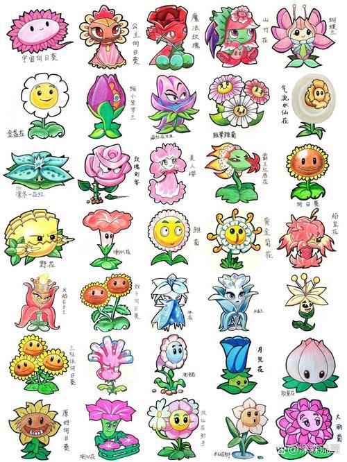 植物大战僵尸简笔画花家族