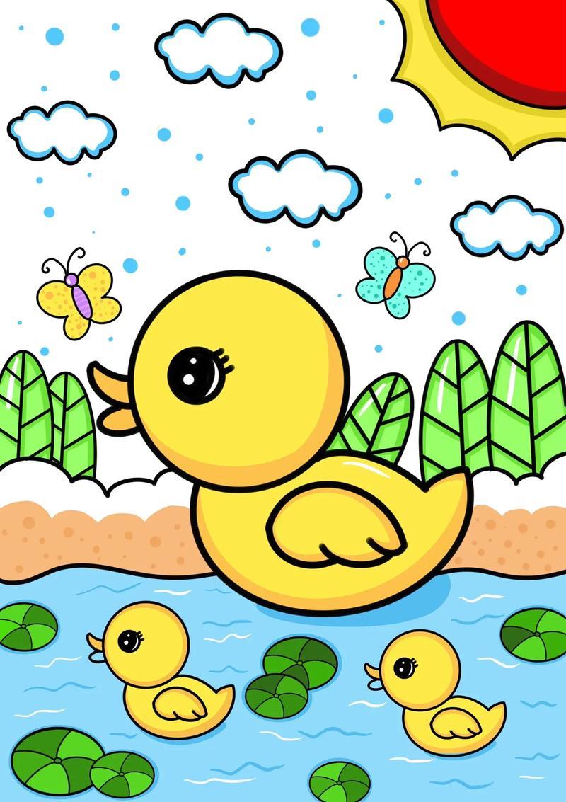 小黄鸭简笔画儿童创意简笔画鸭子教程抖音