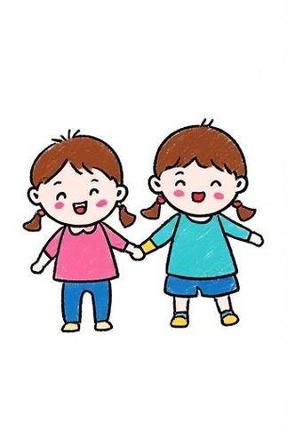 两个小朋友手牵手简笔画