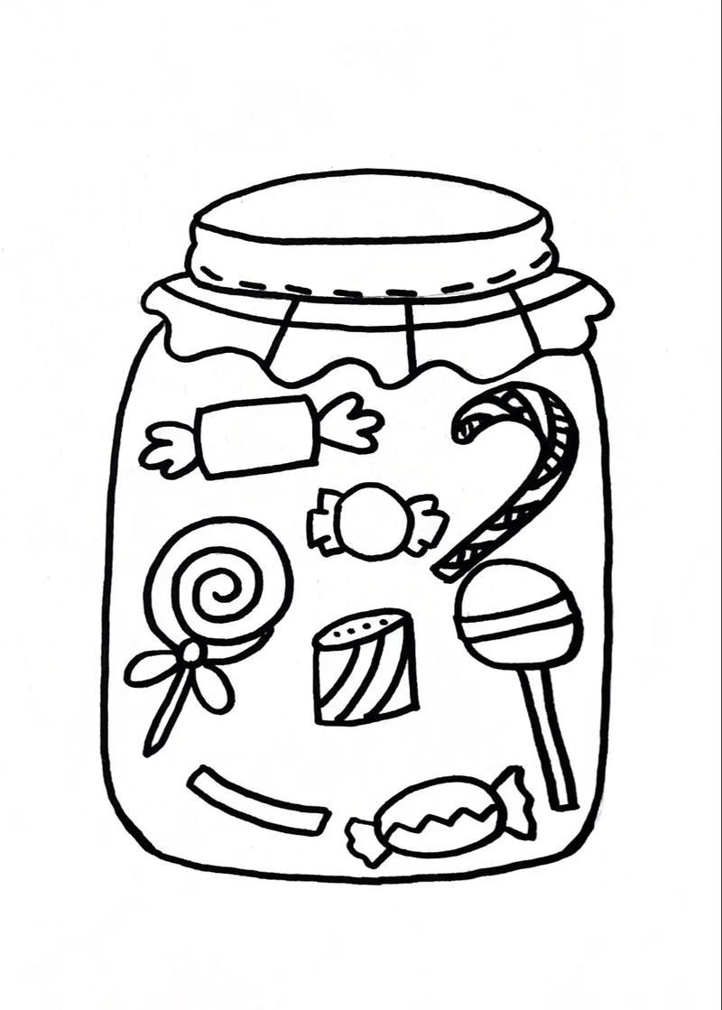 儿童线描画糖果罐子线描画每日一画一起学画画抖音