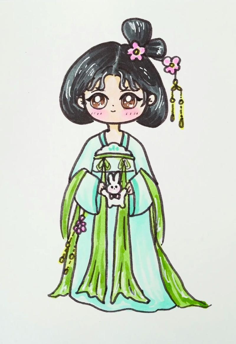 q版古风美女简笔画教程一起来画q版古风美女绘画简笔画抖音