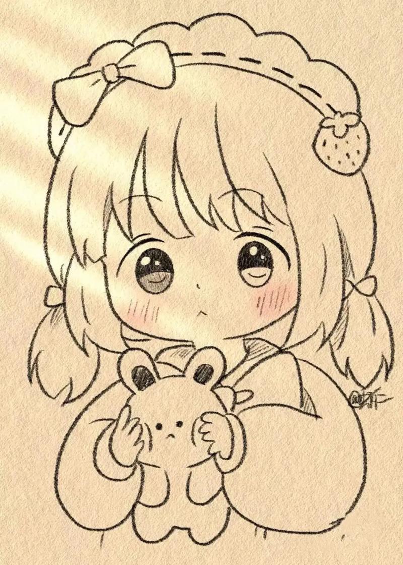 萌萌小女孩简笔画卡通画我又来送图啦好图分享抖音