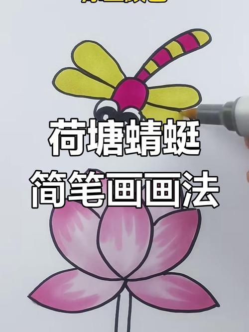 荷花与蜻蜓的简笔画教程轻松学会画可爱小动物