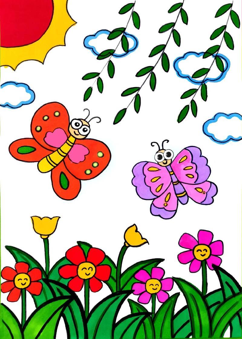 春天主题创意简笔画蝴蝶简笔画春天主题创意简笔画蝴蝶简笔抖音