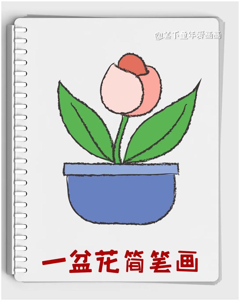 这盆花简笔画让心情抖音