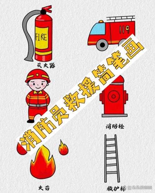 消防员救援简笔画英雄消防员勇敢救援的瞬间让我们用简笔画来表达
