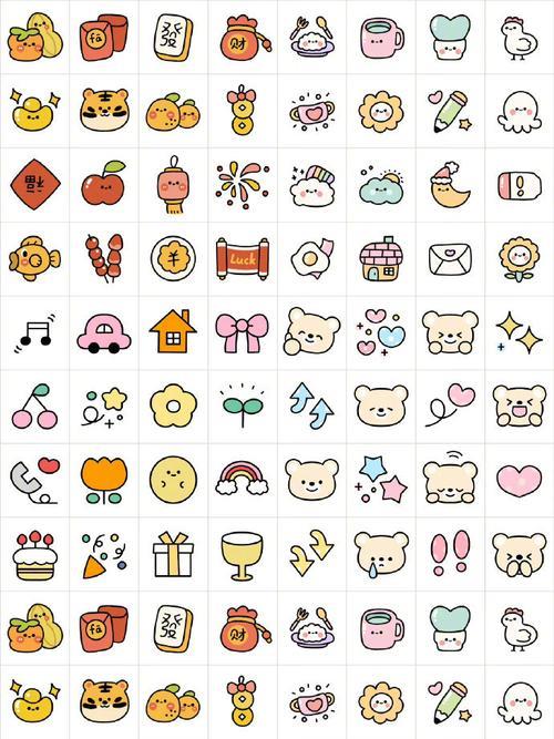 一大堆可可爱爱的简笔画手帐小素材图源面团爱画画