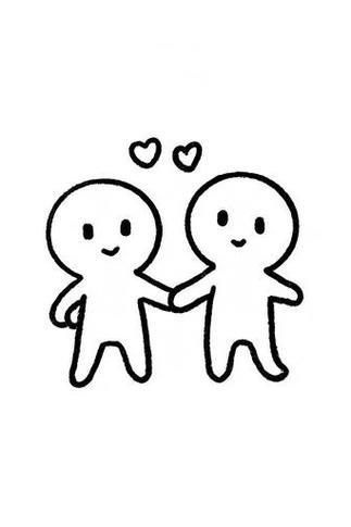 两个小人手拉手简笔画