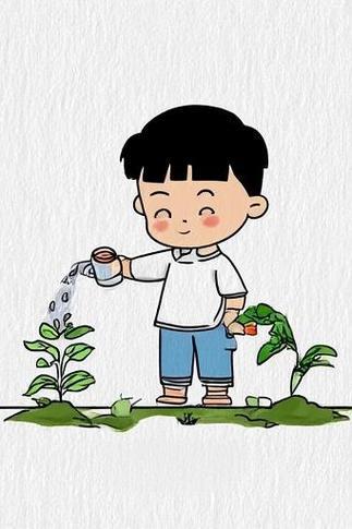 小朋友浇水简笔画