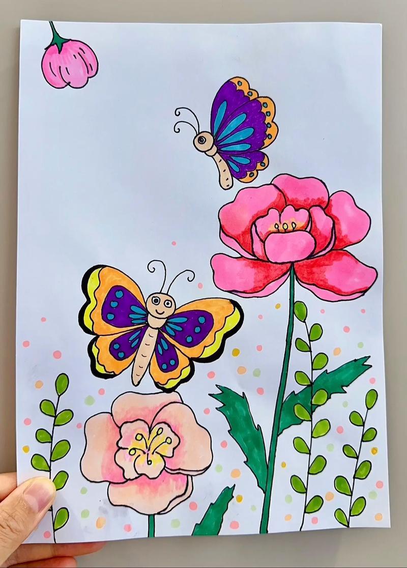 图文伙伴计划2024蝴蝶简笔画花朵简笔画儿童画昆虫简笔