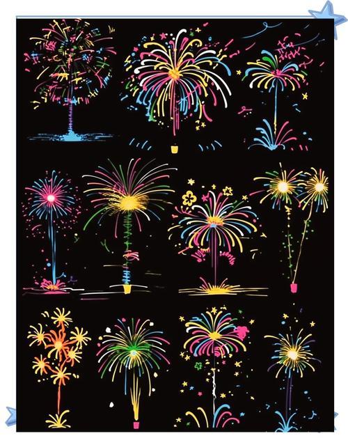 蛇年元旦烟花简笔画教程