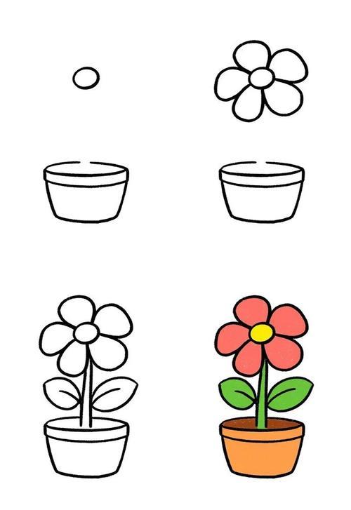 简笔画一盆花来啦