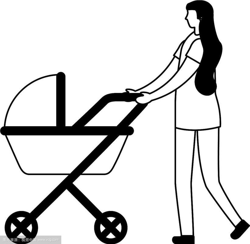 妈妈推着婴儿车