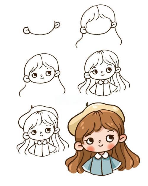 简笔画简单可爱女孩卡通手绘人物头像教程零基础绘画简笔画教程