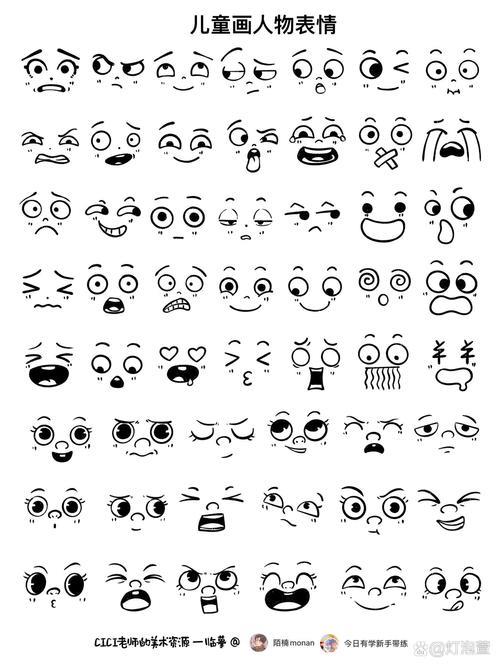 简笔画人物五官表情训练9