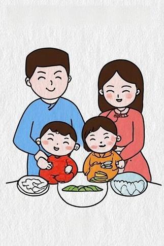 一家人吃饺子简笔画
