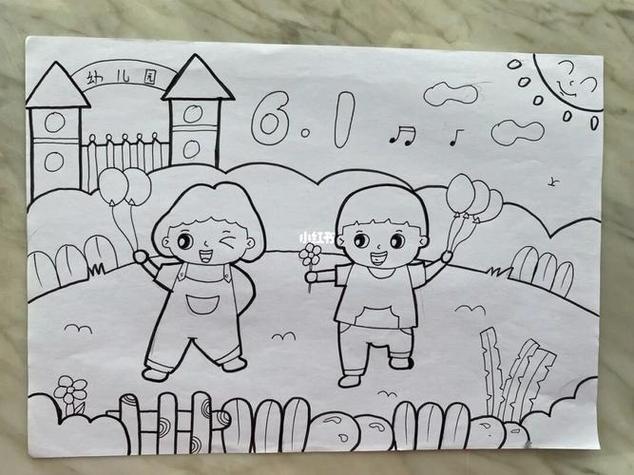 旬邑县第二幼儿园第14周教师简笔画快乐六一六一儿童节学习画超