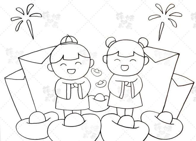 春节元素简笔画合集简单又漂亮家长可收藏备用儿童庆新年简笔画简笔
