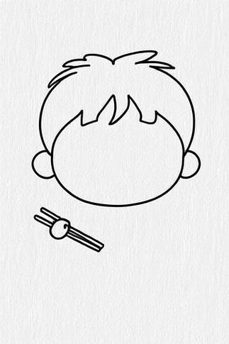 小孩吃饭简笔画