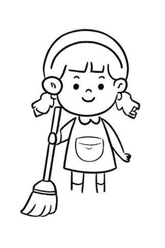 我帮妈妈扫地简笔画