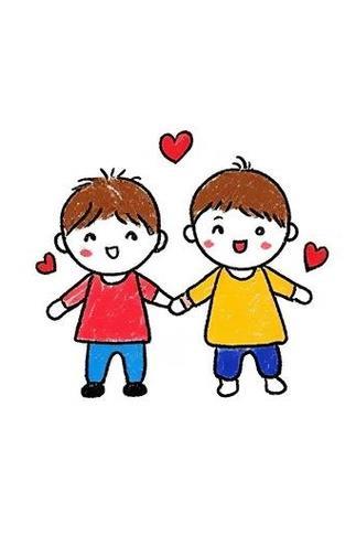 小朋友手牵手简笔画