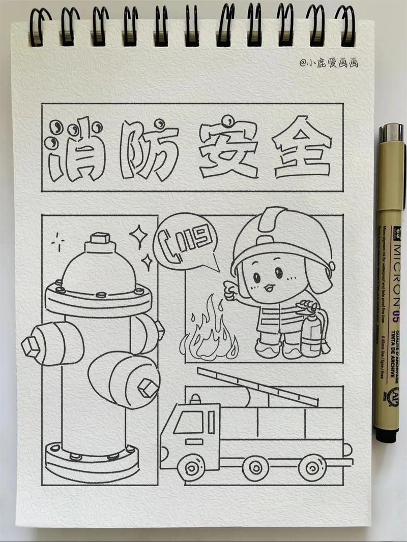 比较简单的消防安全手抄报图文种草机简笔画手绘抖音