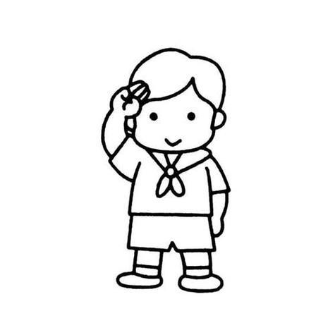 男孩敬礼的简笔画怎么画