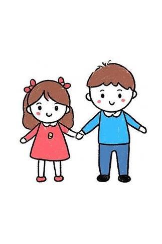 小女孩和小男孩简笔画