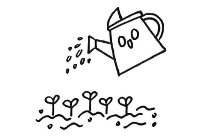 水壶浇水简笔画