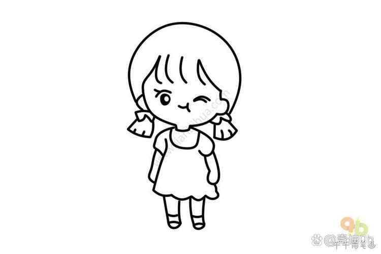 简笔画的小女孩俏皮地眨眼配上文字发现一个小秘密
