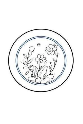 青花瓷盘子简笔画