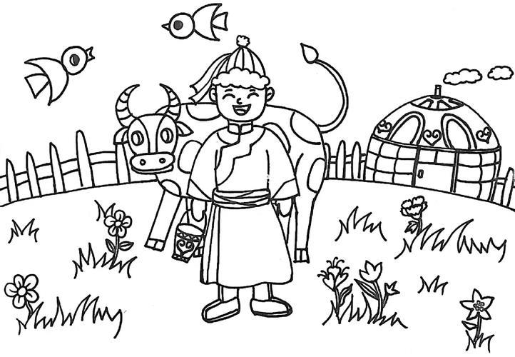 蒙古风景简笔画
