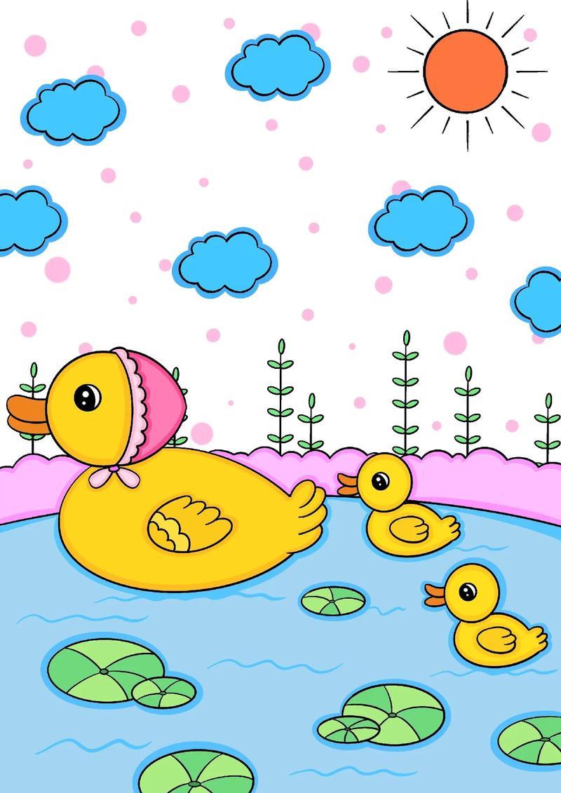 今天我们来画鸭妈妈带着小鸭子的画你学会了吗抖音