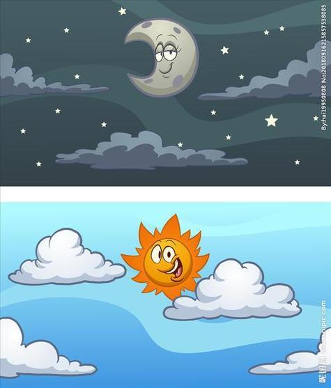 白天和黑夜简简笔画