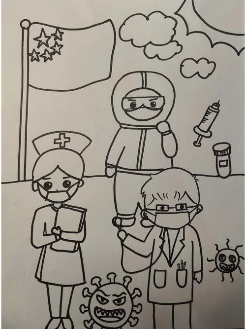 医生护士疫情儿童画