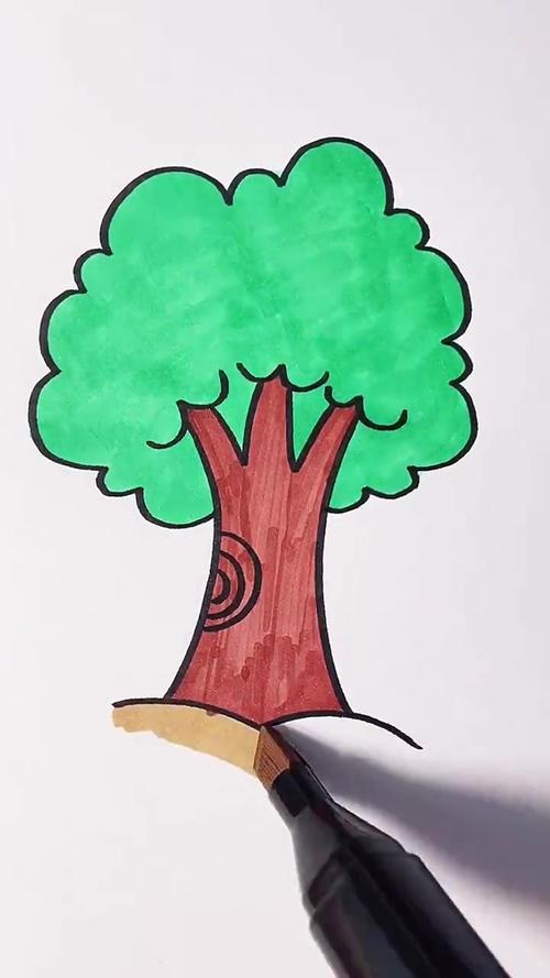 一学就会的植树节简笔画先画两个v再写几个3简单几笔一棵大树